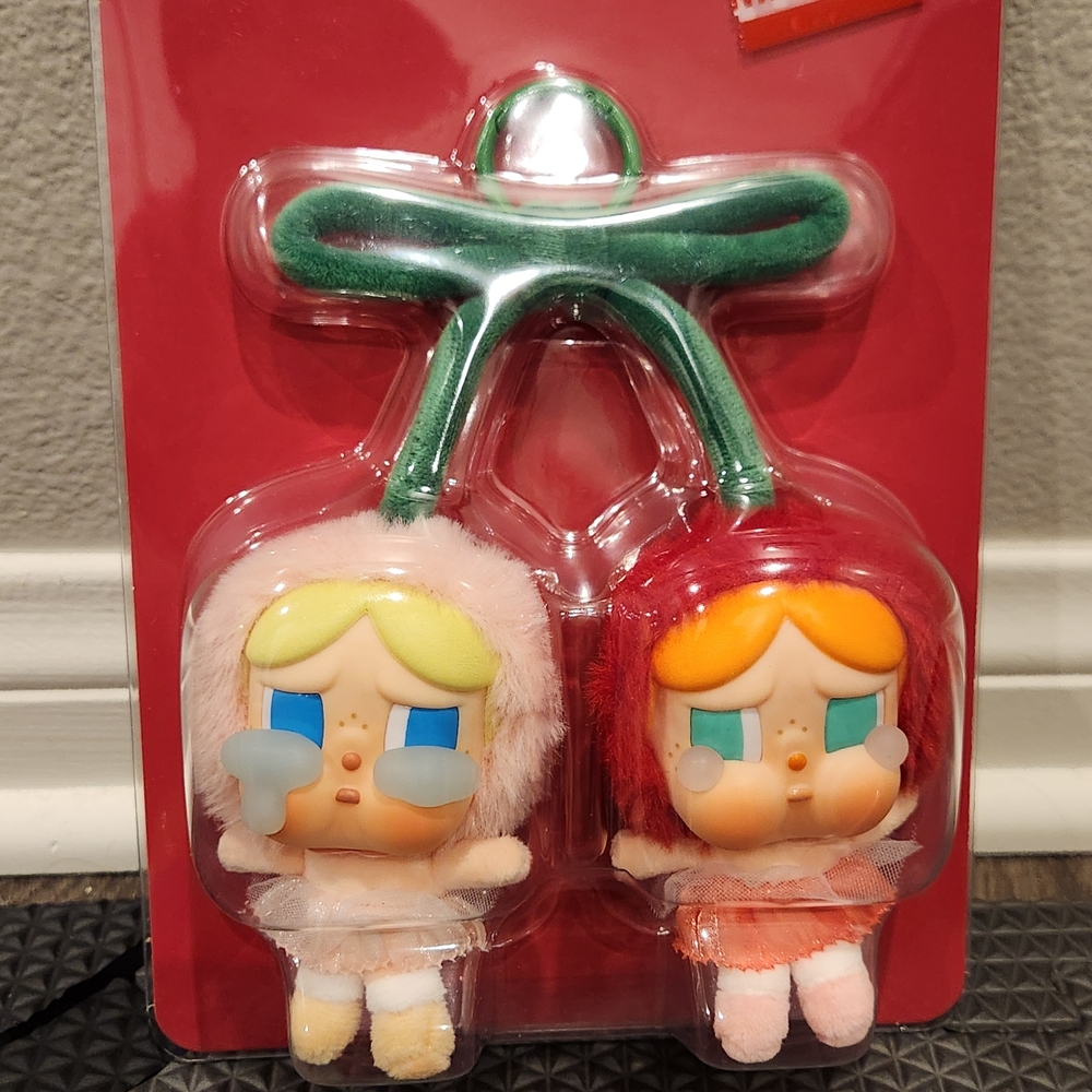 Cute Plush Keychain Set with Green Handles